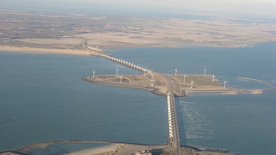 The Oosterscheldekering storm surge barrier, part of the Dutch Delta Works — built to protect the Netherlands from flooding
