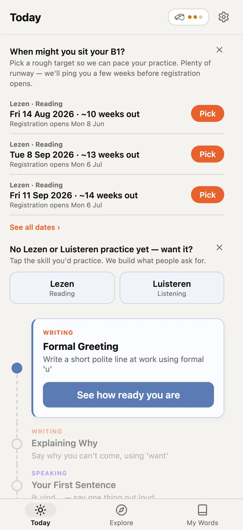 Personalized Today screen on a phone